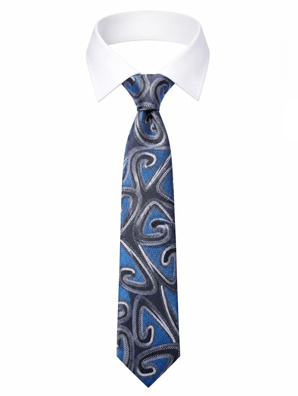 CARLO PALAZZI | Handmade Italian Silk Abstract Blue‎ Black Necktie